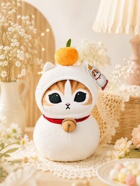 Mofusand Kagami Mochi Big Plush Cat 13” Orange Japanese Kawaii